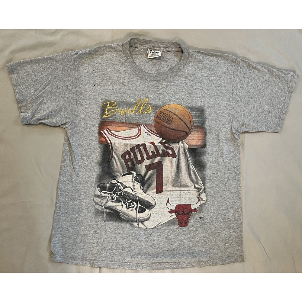 Vintage Chicago Bulls T Shirt Lee Sport Toni Kukoc #7 NBA Short Sleeve XL USA